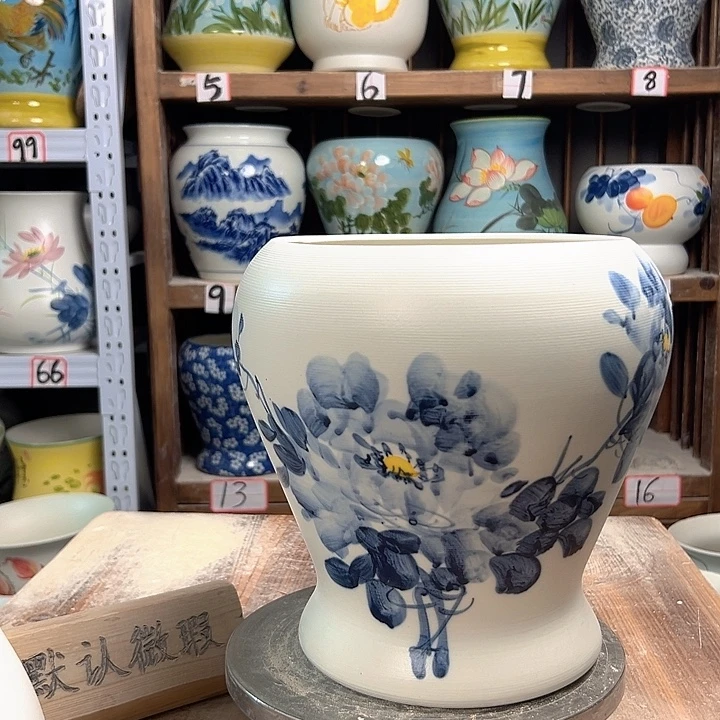 陶鱼尾兰兰牡丹陶瓷