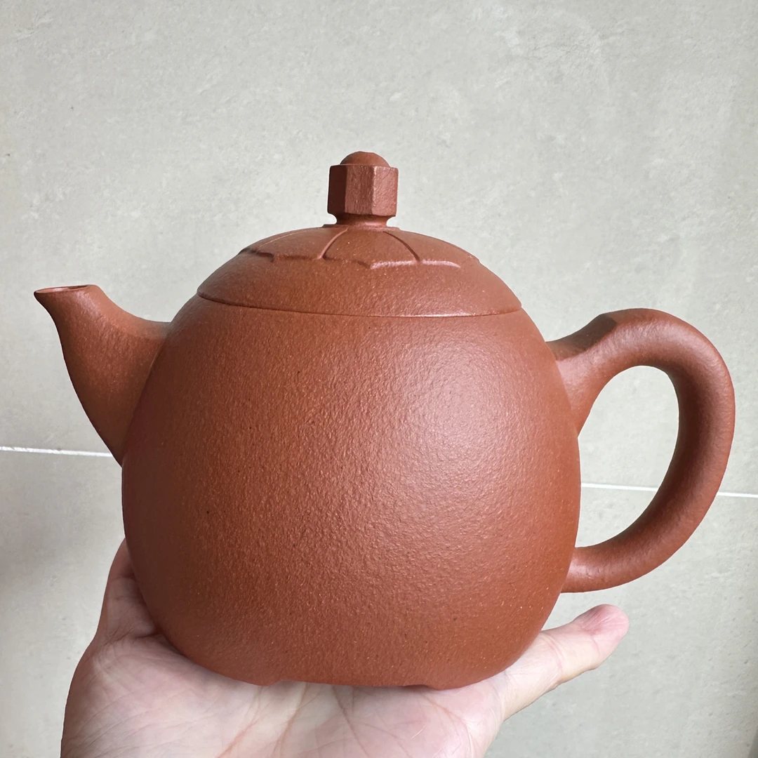 宜兴正品紫砂壶原矿黄龙山矿标大红泥龙蛋秦权528cc精工半手收藏