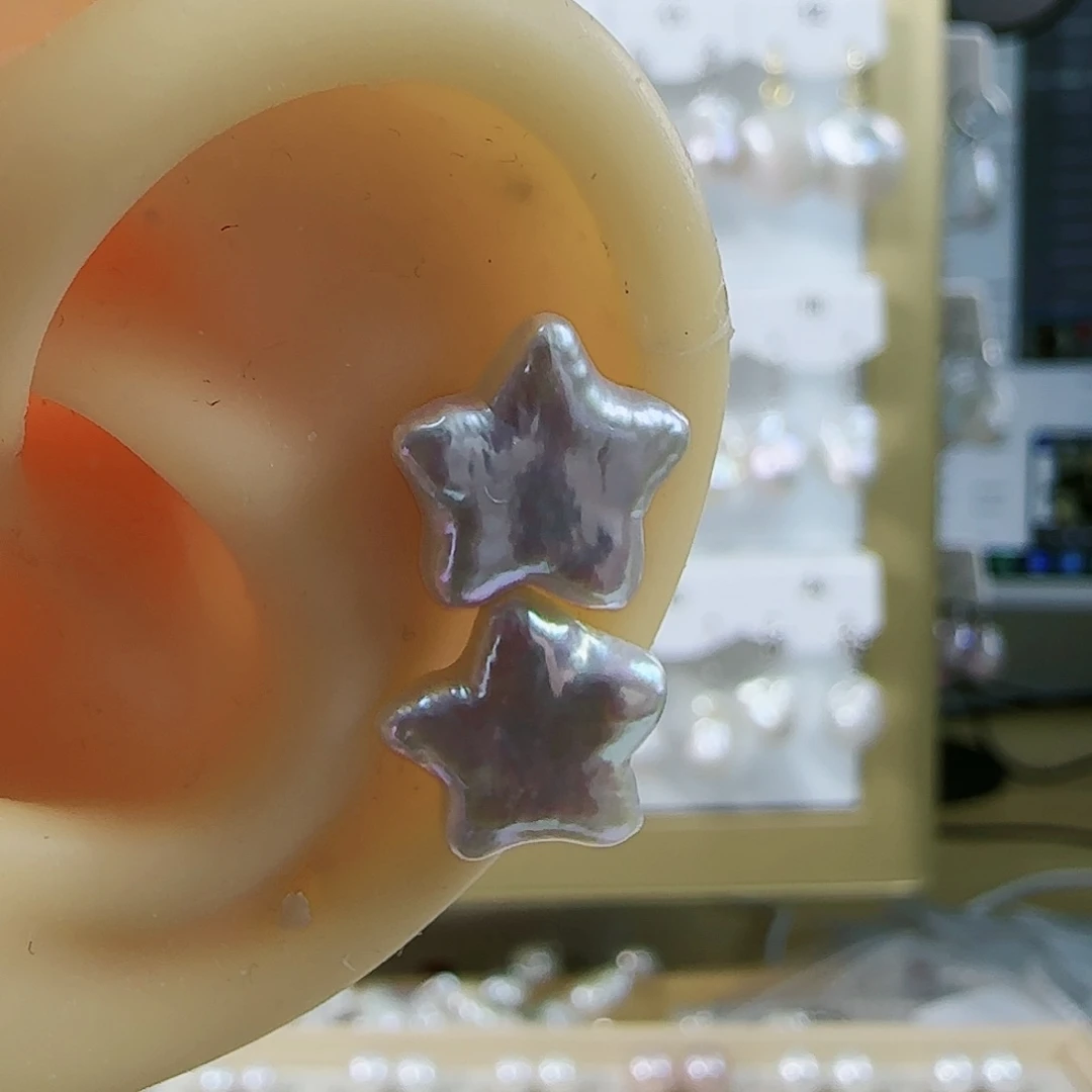 淡水珍珠耳钉银S925镶嵌