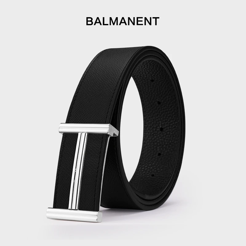 皮带男头层牛皮不锈钢平滑扣2022欧美时尚真皮青年潮腰带软皮休闲