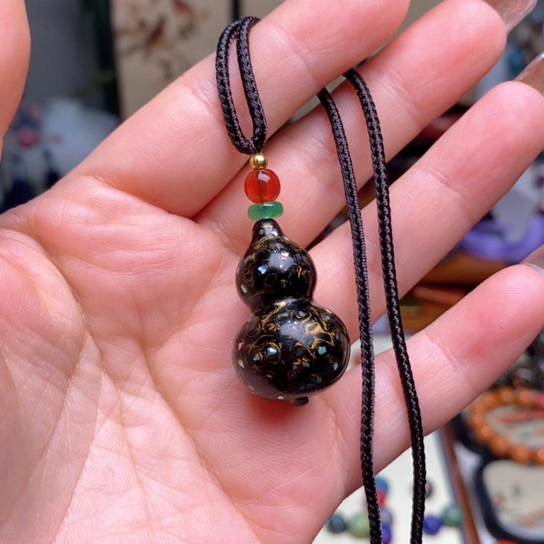 大漆葫芦犀皮纹精品吊坠