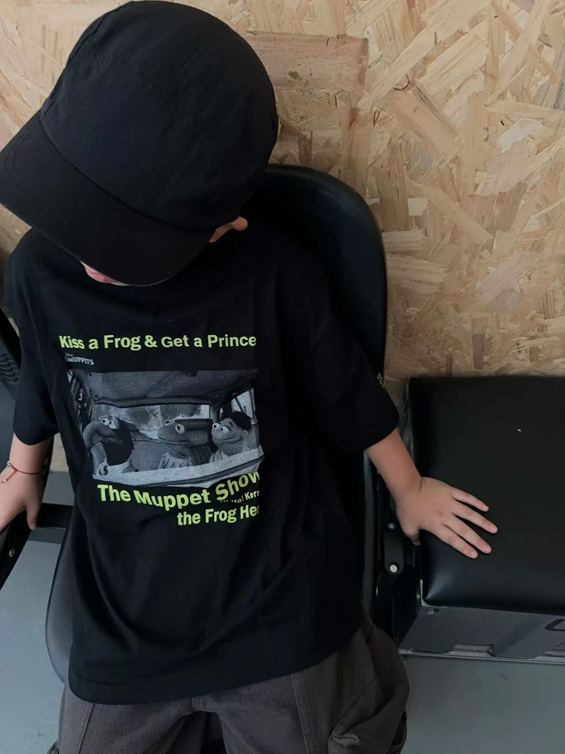 「LIUYI」自制儿童男女童芝麻街夏季超薄纯棉印花短袖T 2736