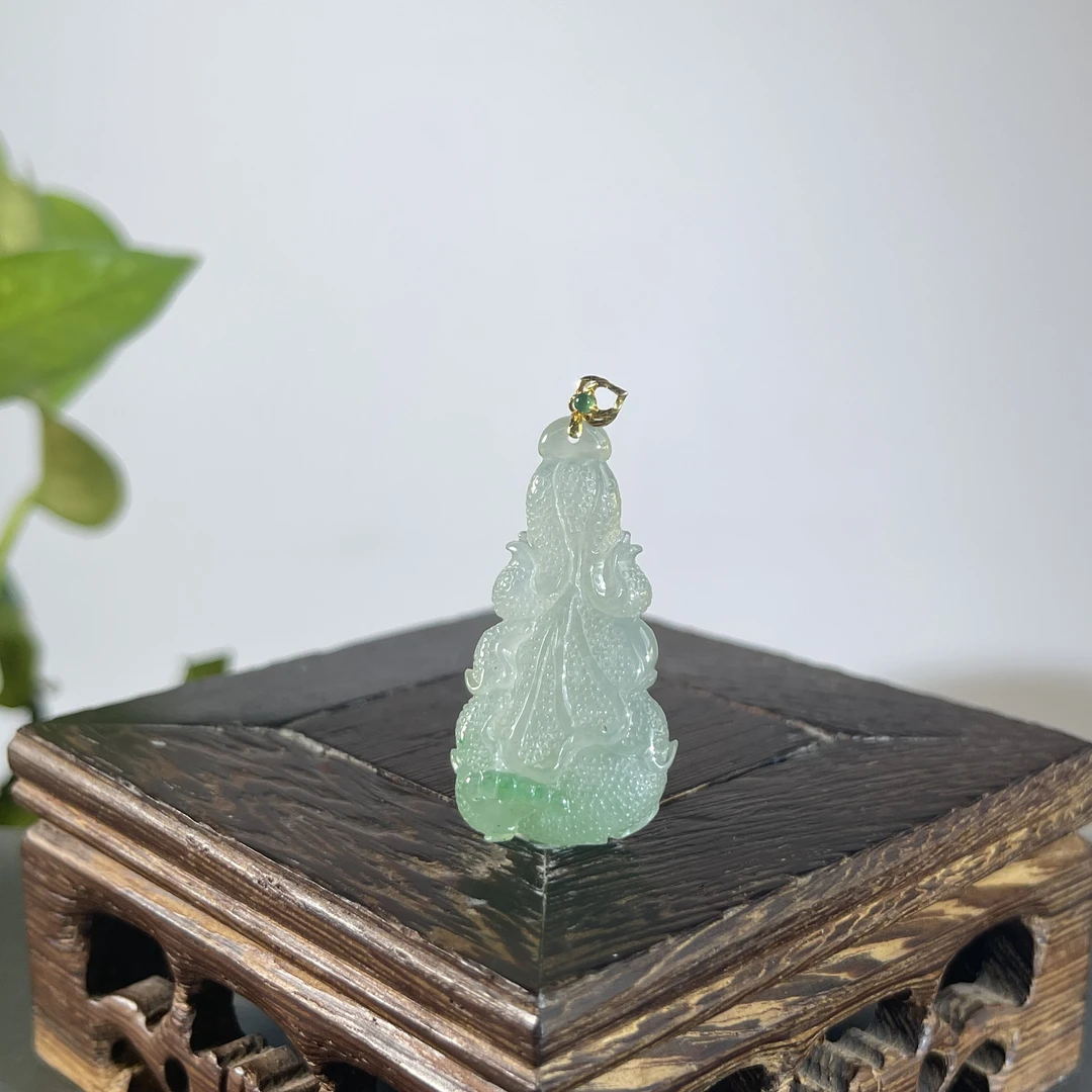 JTA11-64 天然缅甸A货翡翠  18K扣百事来财