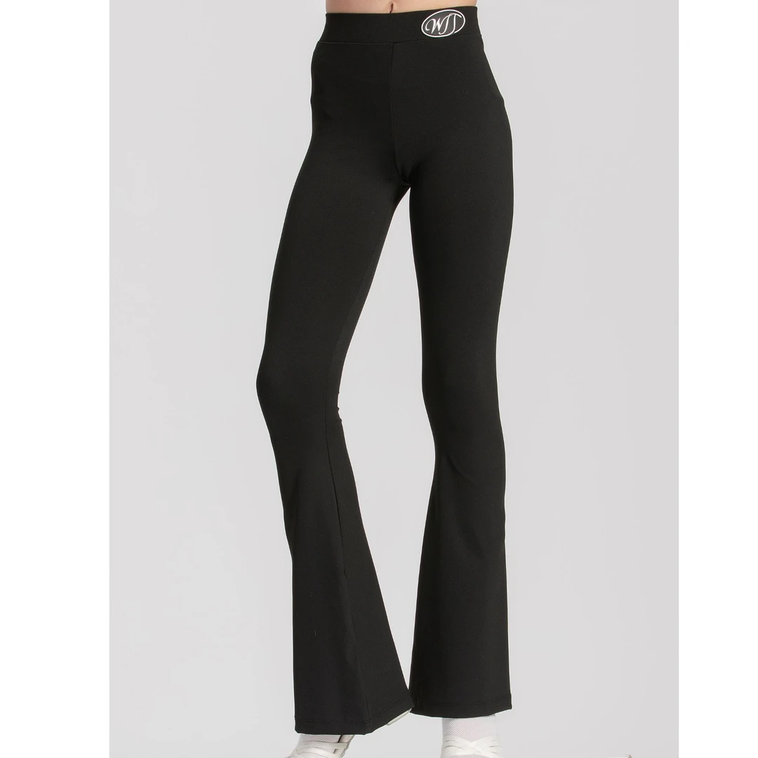 女紧身专用高腰喇叭裤长裤黑色舞蹈女款女童拉丁服古典舞摩登舞裤