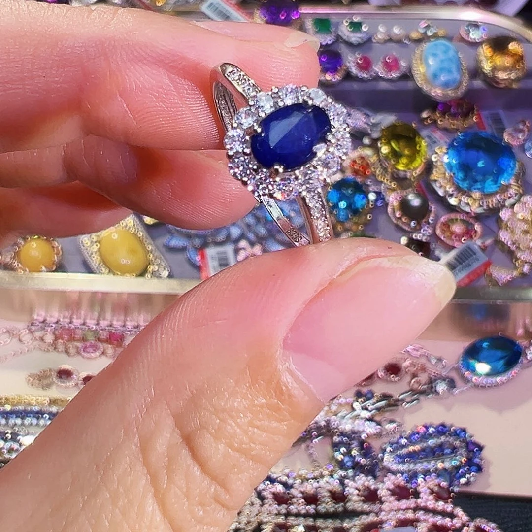 银S925镶嵌珠宝奇石蓝宝石