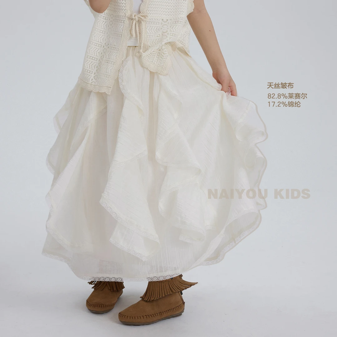 【大裙摆】女童白色半身裙2025春夏新款时尚洋气儿童裙子K2468