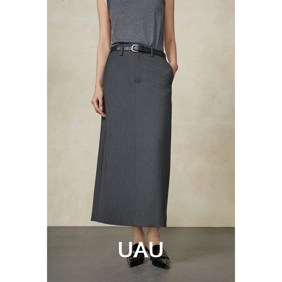 UAU【商场同款】2025春季羊毛长半裙9150003