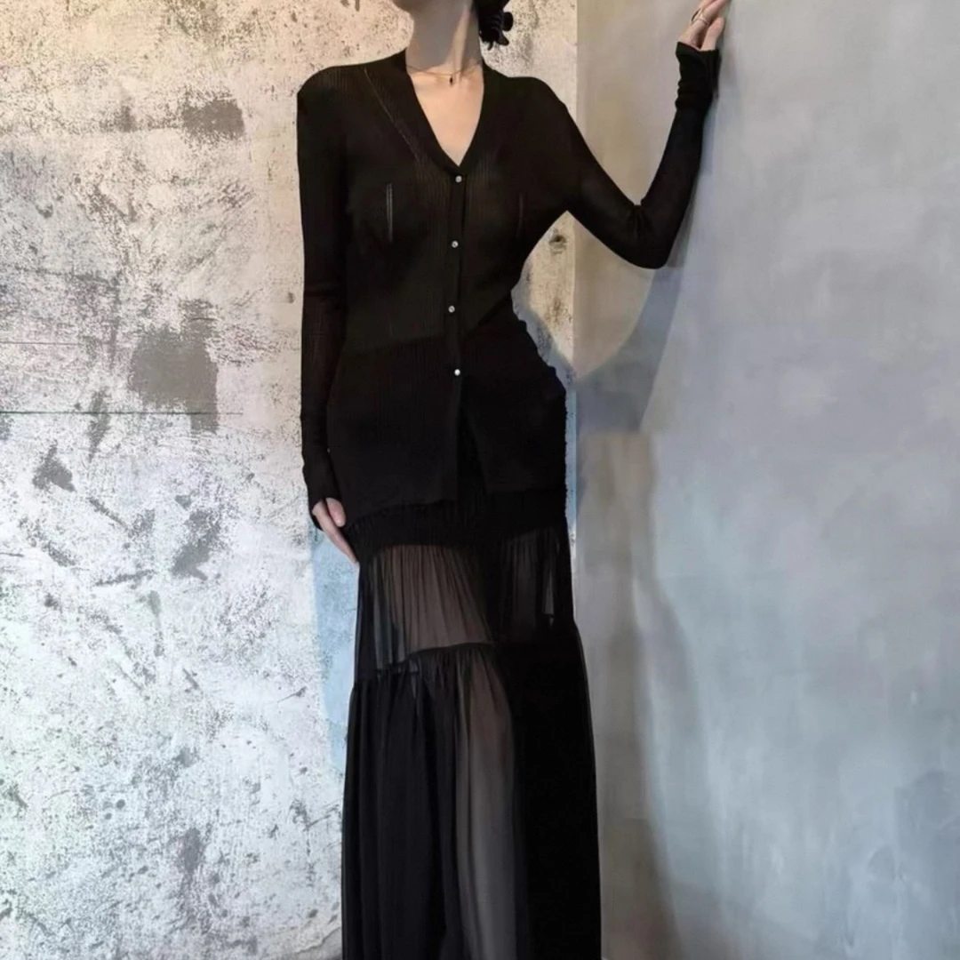 ZZ夏季宽松型长袖秋季针织毛针织衫秋冬春季时尚蕾丝套装X131