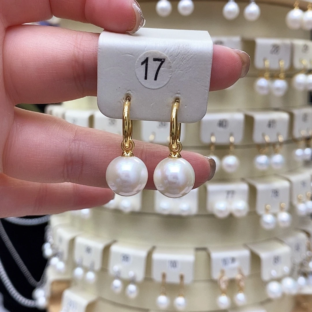 淡水珍珠耳饰银S925镶嵌