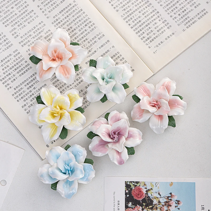 当代 陶瓷百合冰箱贴假花永生花干花婚庆礼堂装饰客厅插花