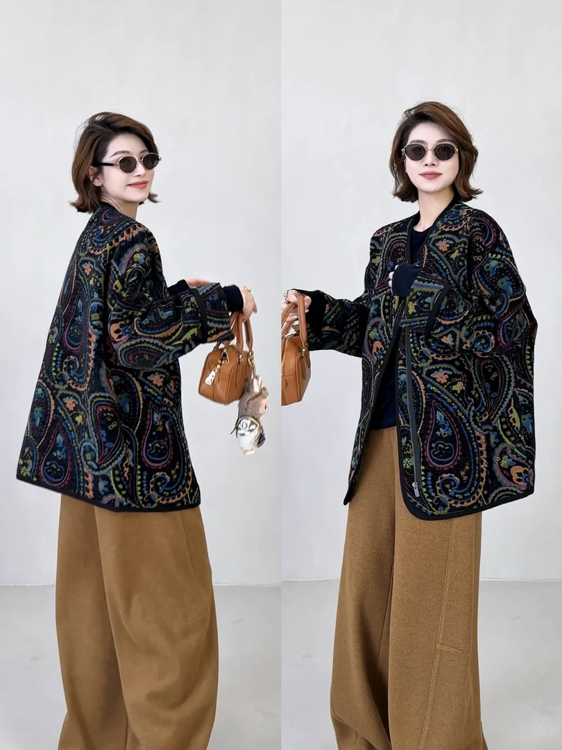 YYOUHAN 2025春秋【时光年华】彩色腰果花显瘦百搭外套 2509C5932