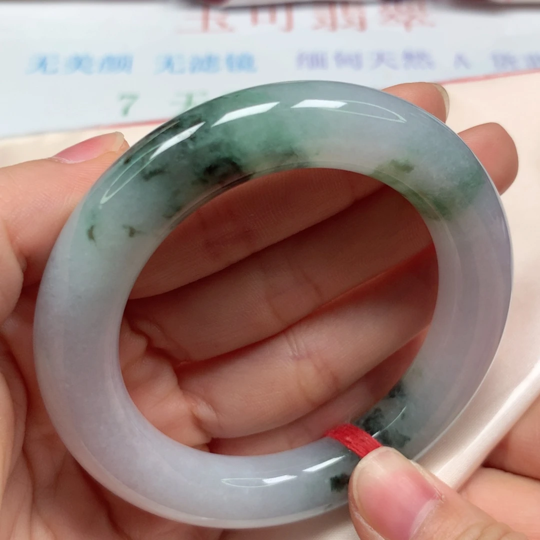翡翠未镶嵌手镯飘花55大胖圆条