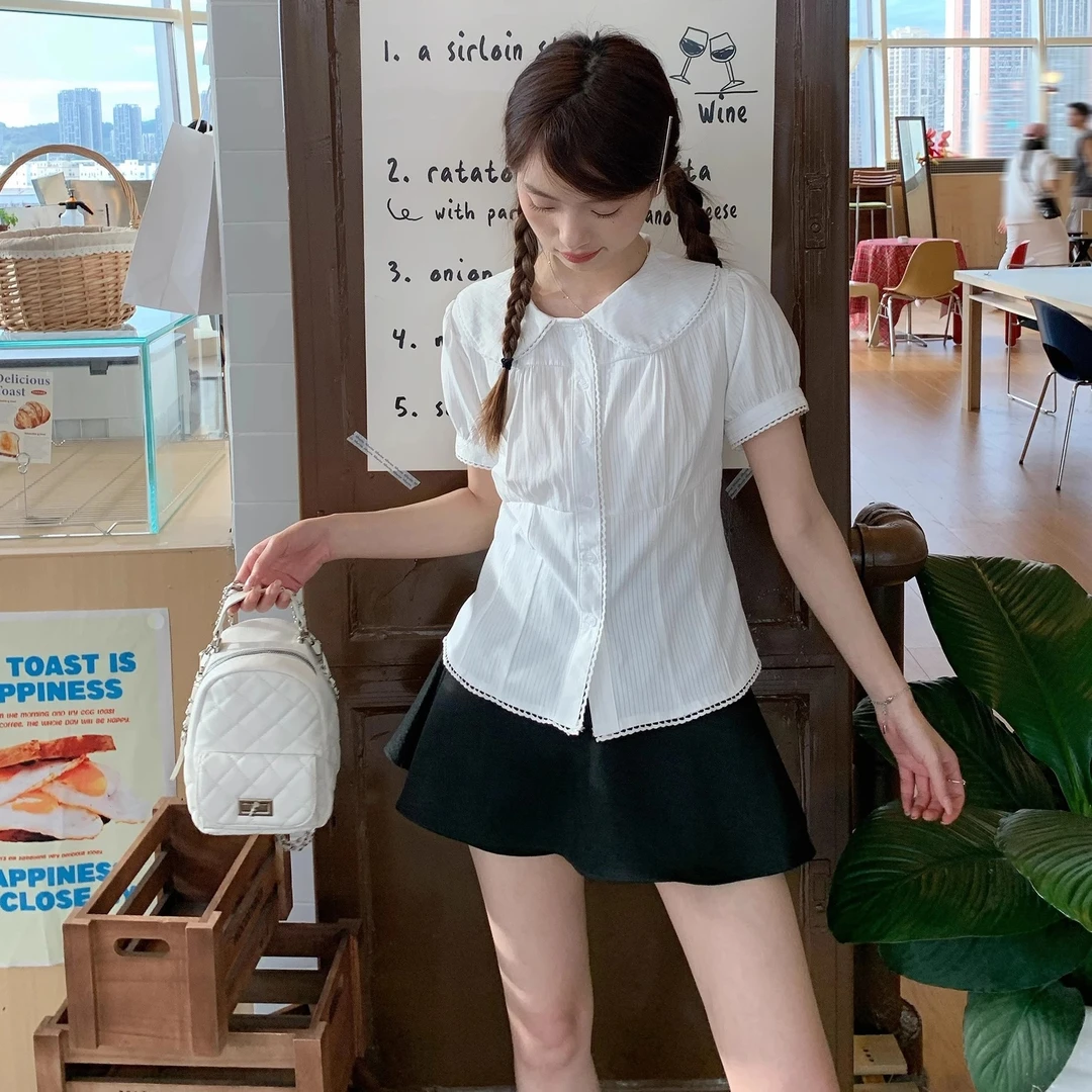 韩系氛围感黑色高腰半身裙2025夏季新款高级感休闲百搭短裙气质