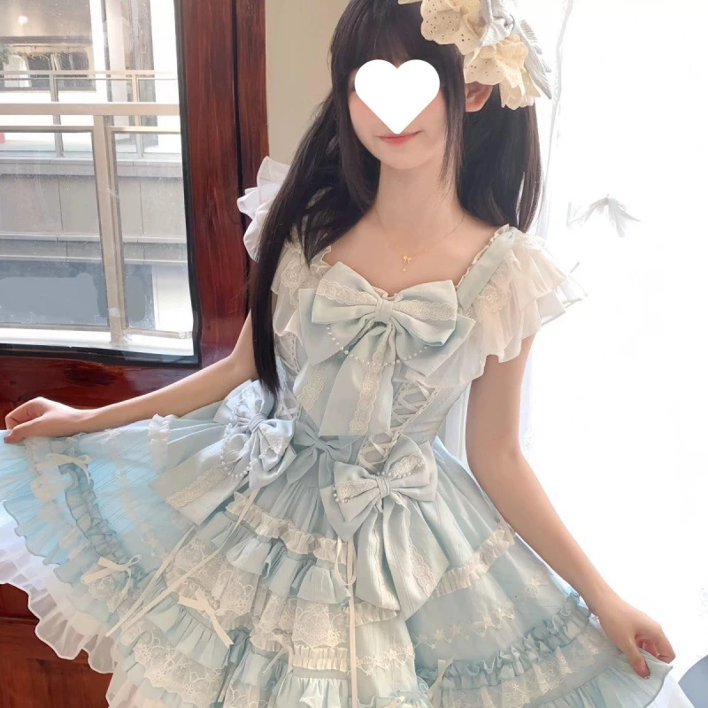 甜美系少女女生韩系ins风雪顶萌趣蓝色doll感清新洛丽塔设计风格