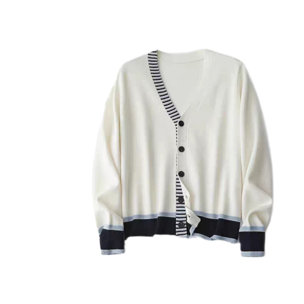 撞色羊毛百搭软糯开衫