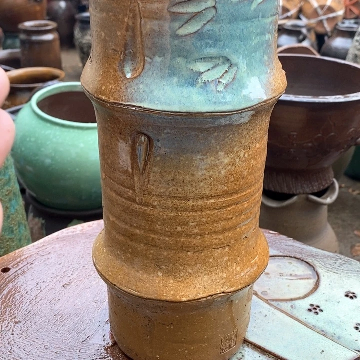 紫砂花盆高29口11手工瑕疵