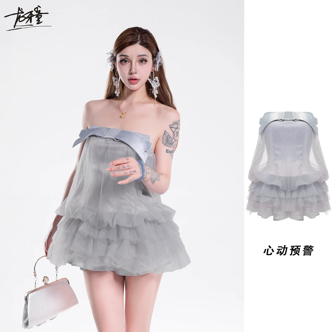 龙牙童推荐【心动预警】蝴蝶结连衣裙性感纯欲气质收腰显瘦蓬蓬短裙