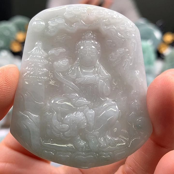 翡翠未镶嵌颈饰文殊菩萨福利