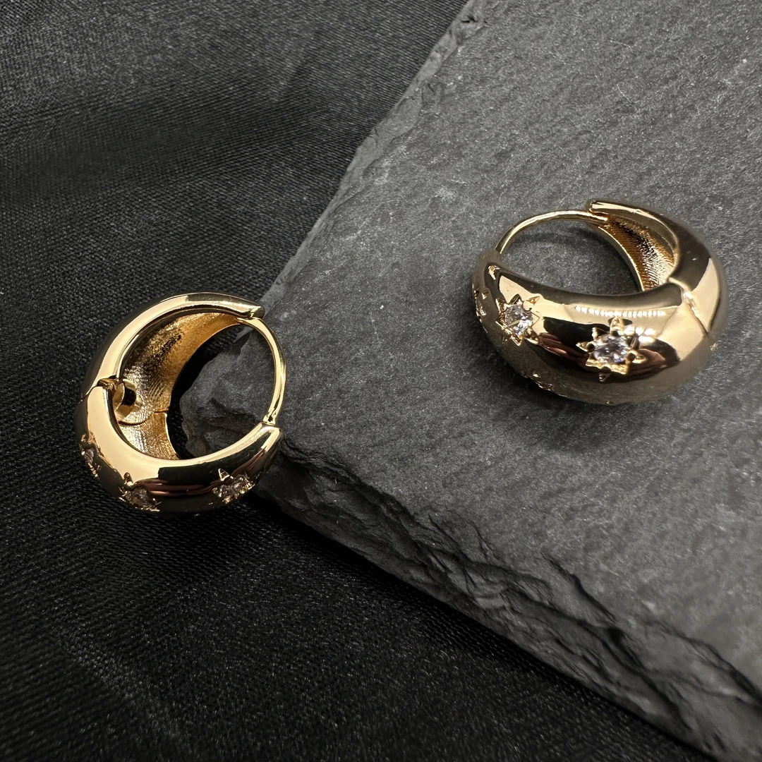 铜合金锆石耳饰 0716 Acc-978轻奢时尚百搭简约金色锆石耳饰