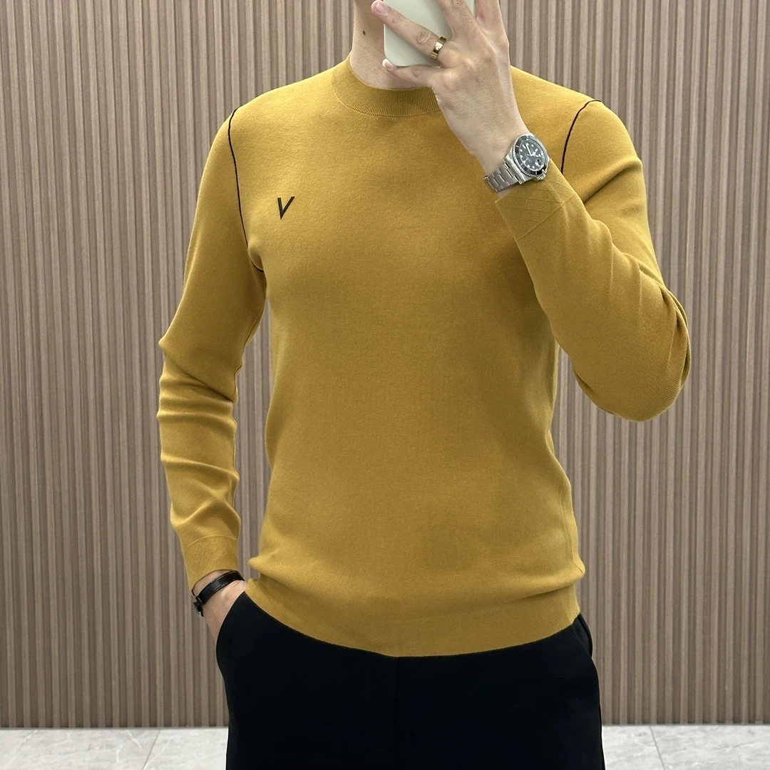秋冬新男士亲肤百搭时尚商务休闲保暖修身简约气质长袖针织衫8110