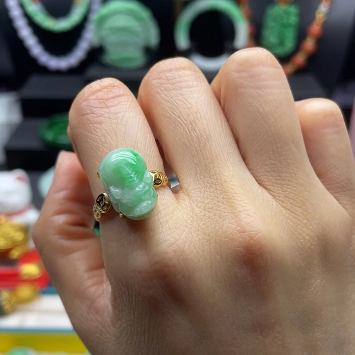 翡翠未镶嵌戒指貔貅戒指