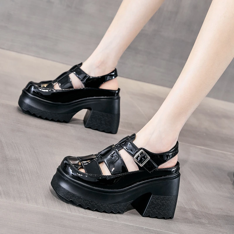 【小辣椒公主10CM增高跟】凉鞋女夏2025新款包头镂空鞋粗跟单鞋气质