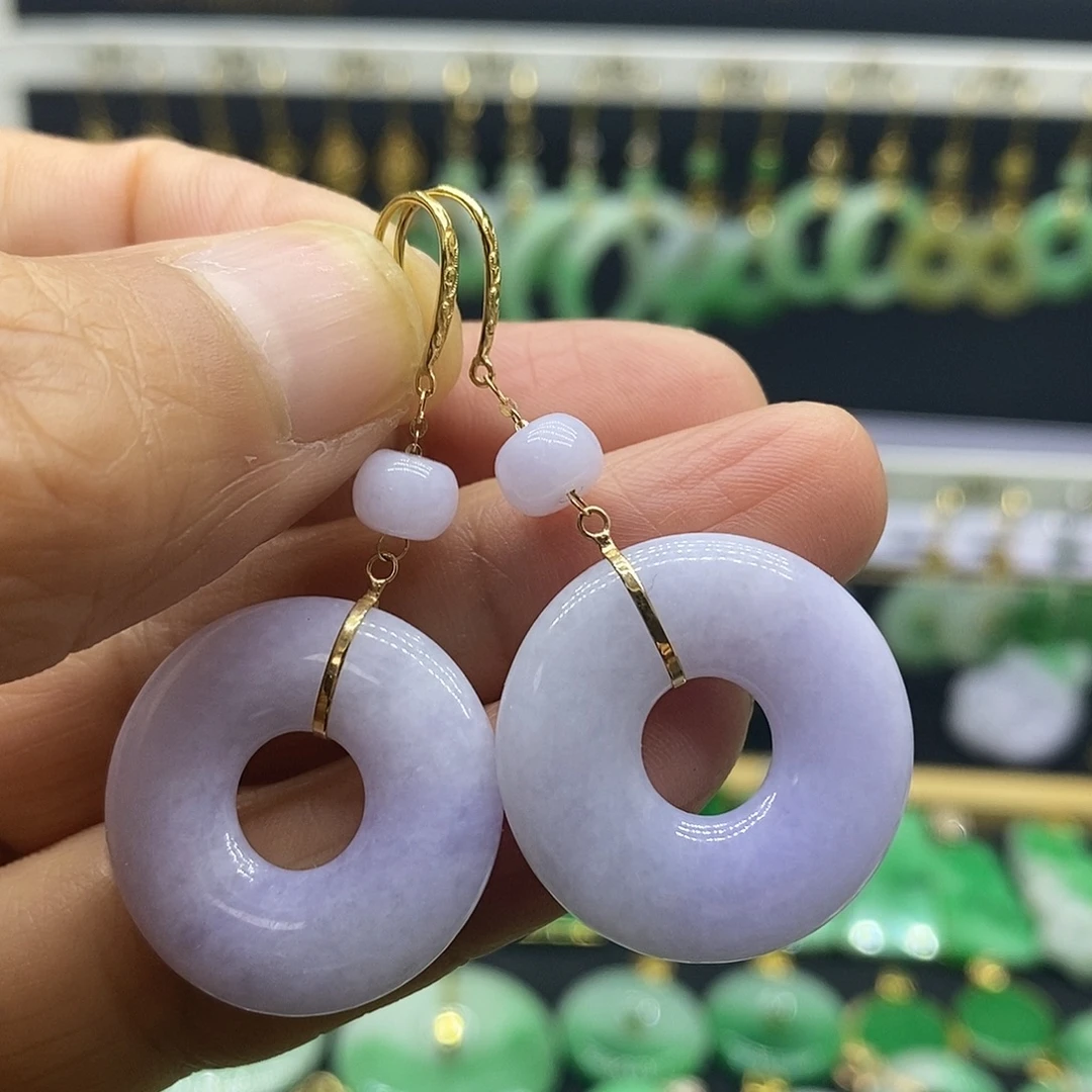 翡翠18K金镶嵌耳饰耳饰