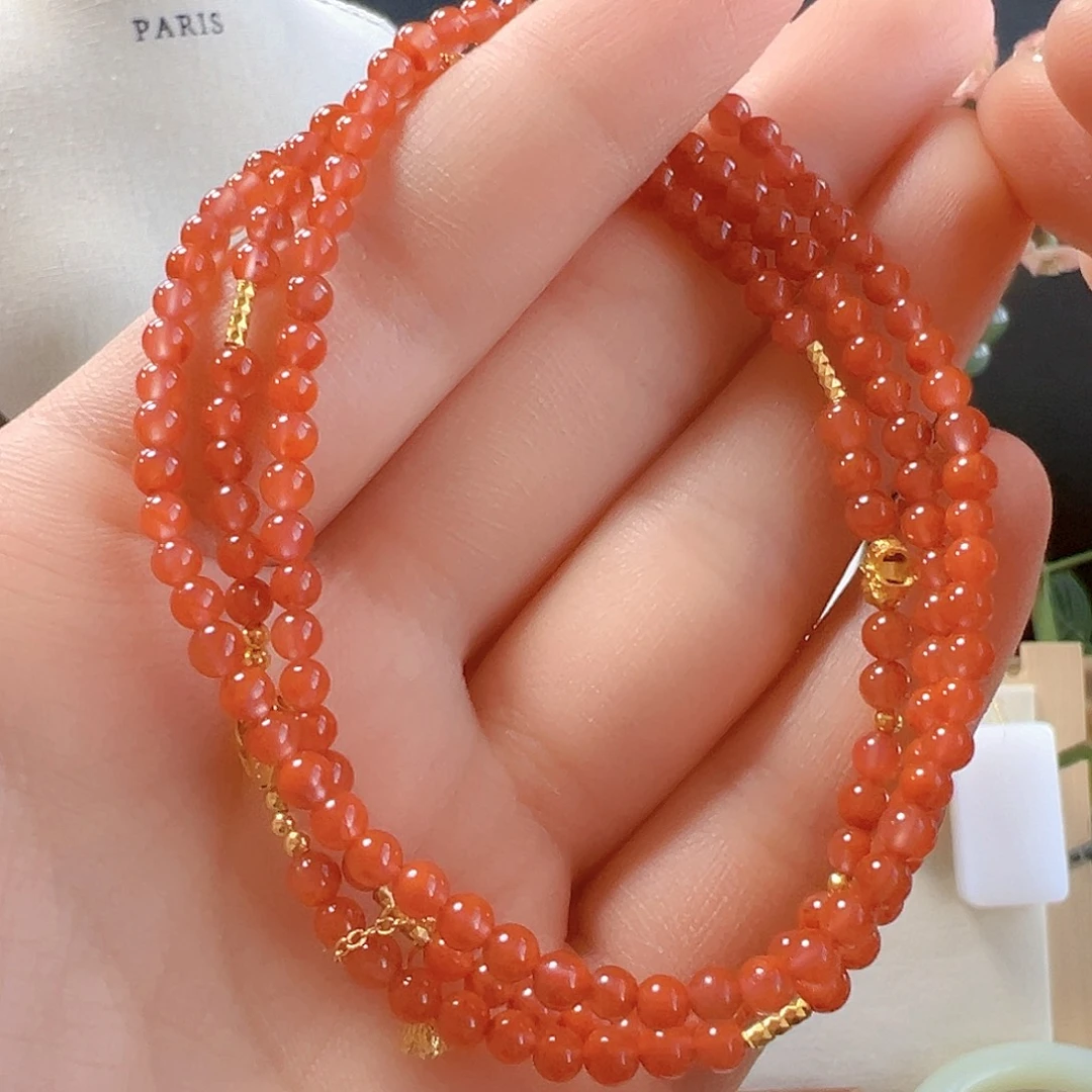 南红玛瑙银S925镶嵌颈饰sj