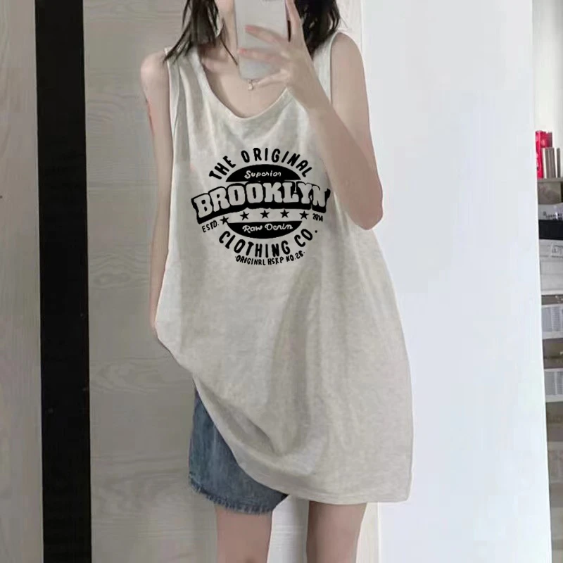 无袖中长款遮屁股宽松显瘦短袖t恤女2025夏新款遮肉时尚洋气上衣