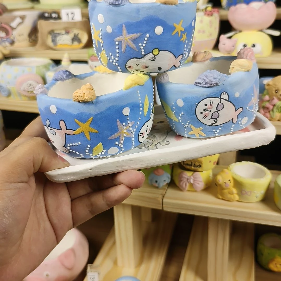 想***卡小海豹满绘花盆组合