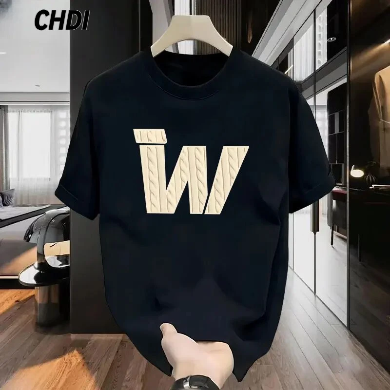 CHDI重磅纯棉T恤夏季新款短袖T恤男士美式潮牌圆领宽松ins风潮流