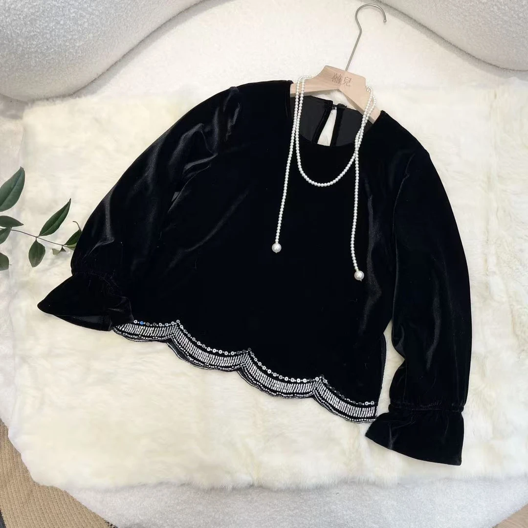 【喜儿定制】冬季新款显瘦气质洋气高级感长袖丝绒上衣汉服亲子装