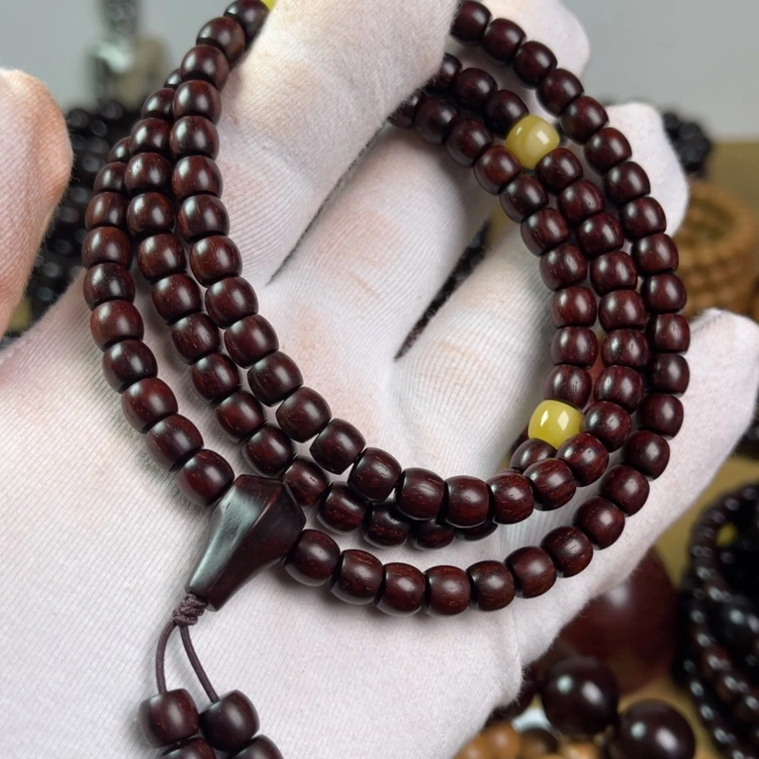 手串/手链小叶紫檀6/7直切高油密树头料配蜜蜡