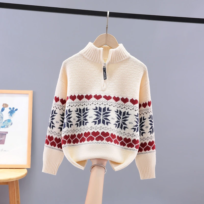 男童学生洋气毛衣秋冬新款儿童痞帅毛线衣服中大童加厚拉链针织衫