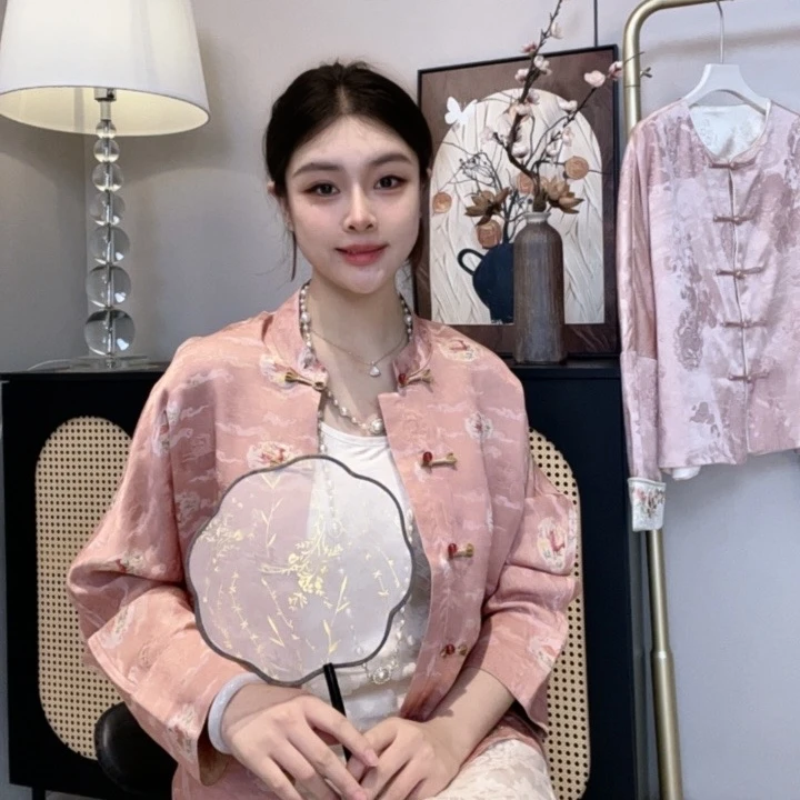 【祥云小鹿】新中式宋锦古法手工织造外套YC3615