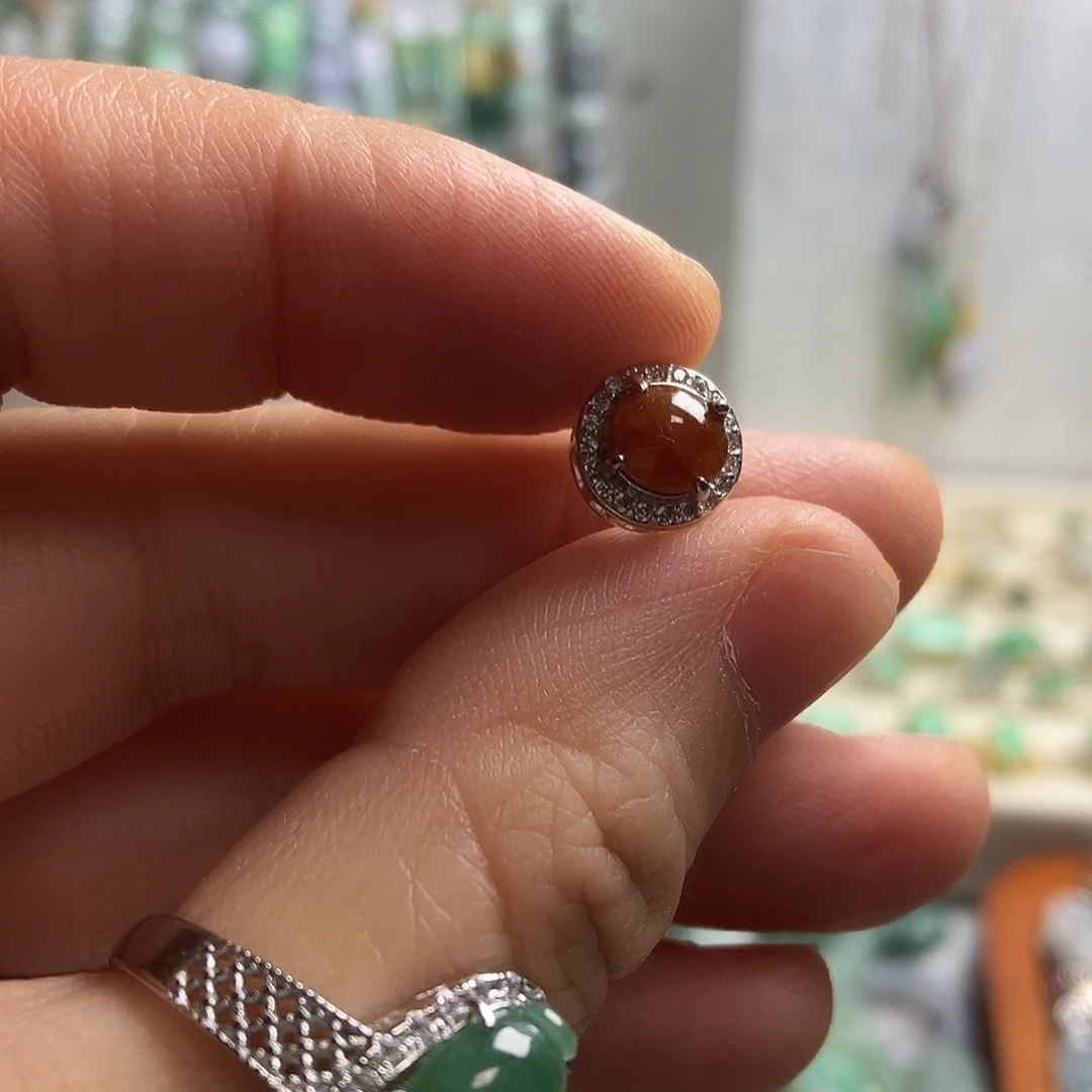 翡翠银S925镀金镶嵌颈饰08