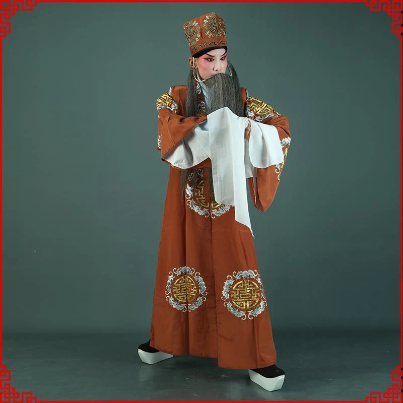戏剧男员外京剧老生戏曲服装老旦员外对披土地公戏服员外老爷服装