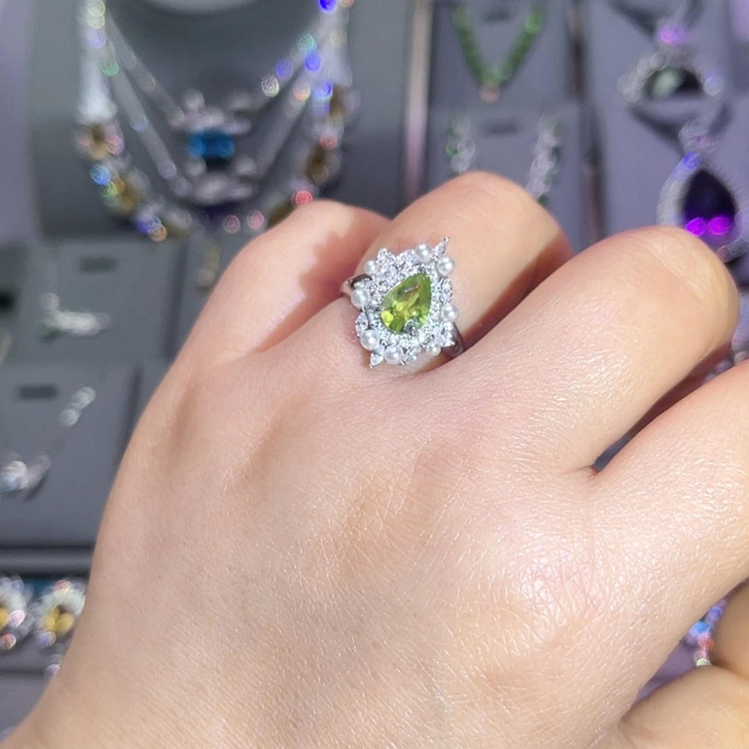 【闪购商品】橄榄石戒指银S925镶嵌