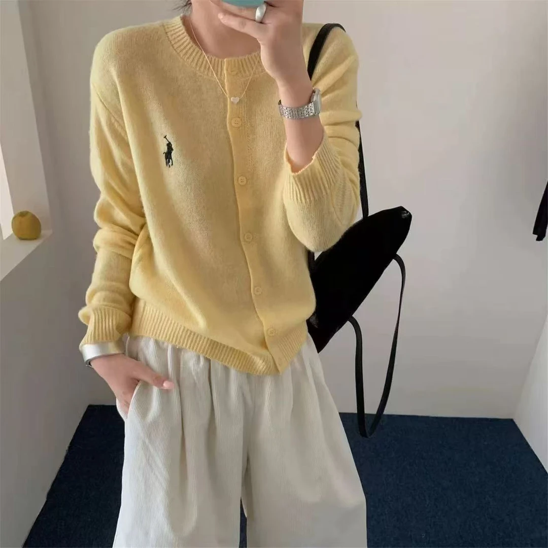 【艾玩美】开衫常规款宽松型刺绣纯色常规衫网红慵懒秋冬圆领8922