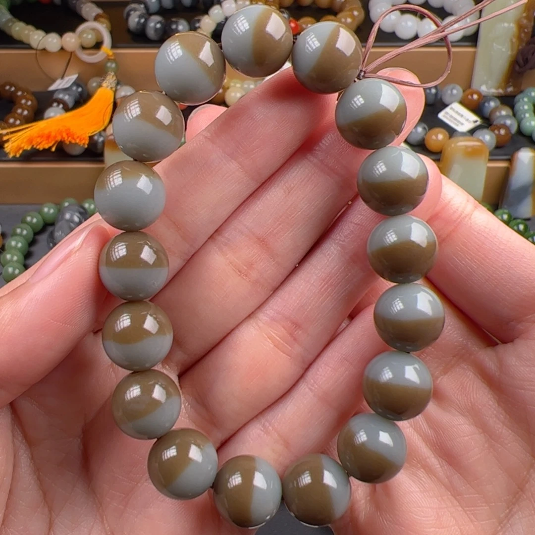 和田玉未镶嵌手链精品和田玉蓝糖聚宝盆 肉细过灯卡11➕