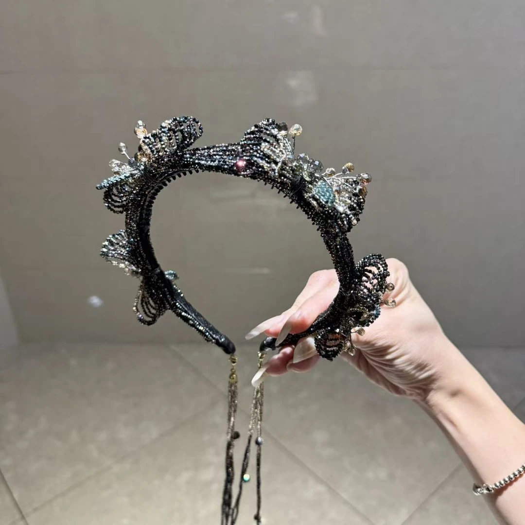 【莫奈海之星】黑色圣诞节蝴蝶结发箍小众设计气质高级感日常款