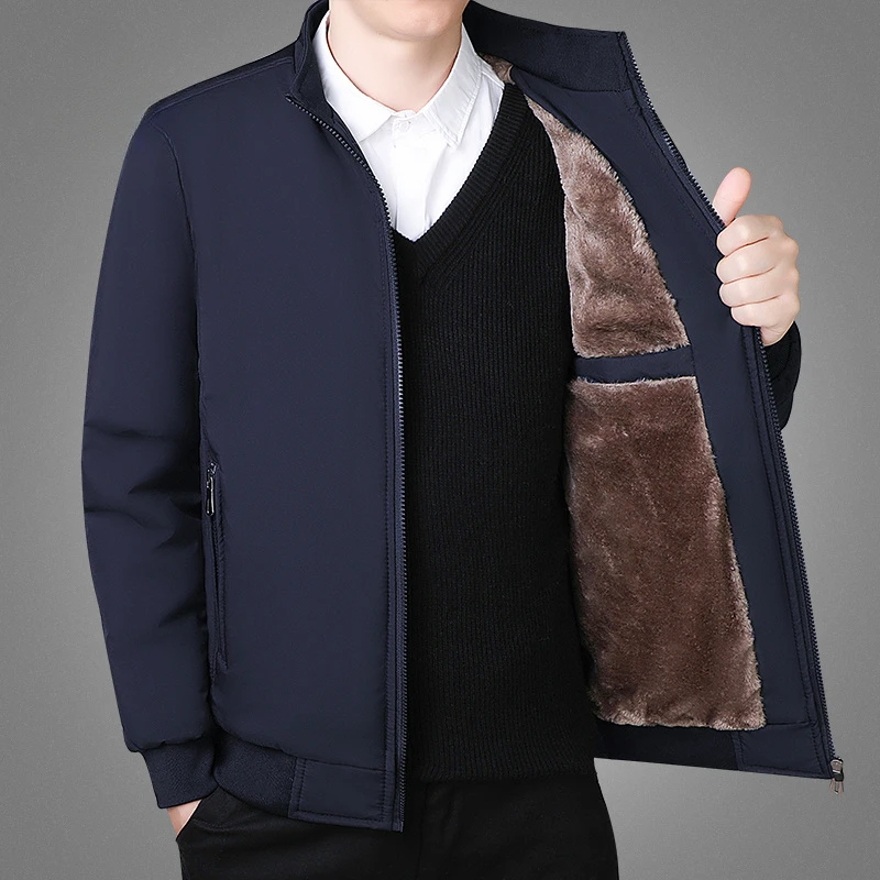 LANDCOE正品高档冬季棉衣男中老年夹克男士加棉加厚立领保暖棉衣