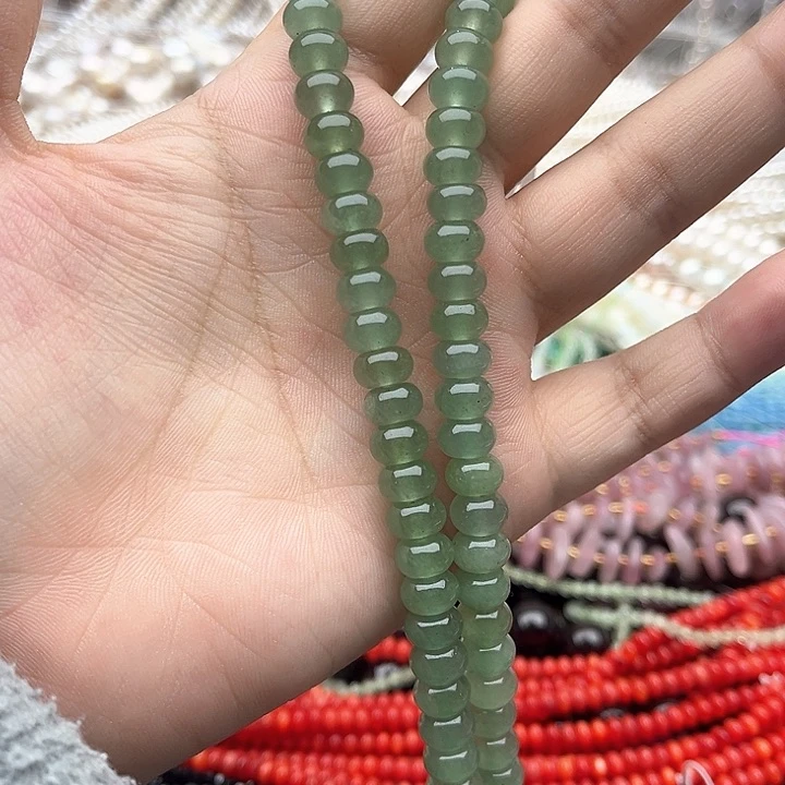 未镶嵌玛瑙/玉髓珠宝半成品一条8mm左右东陵玉算盘珠