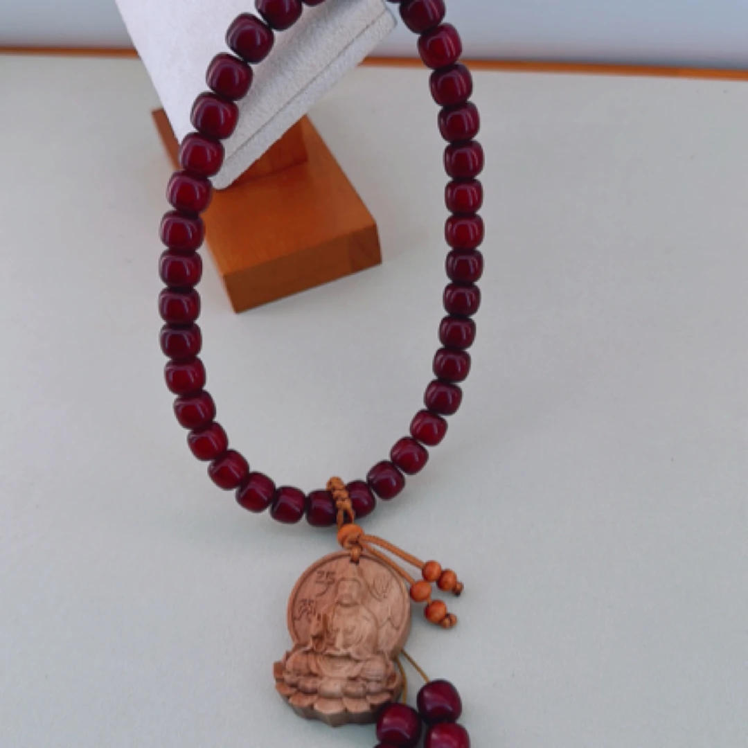天然菩提溏心老料酒红菩提佛珠文玩出入平安菩像男女同款