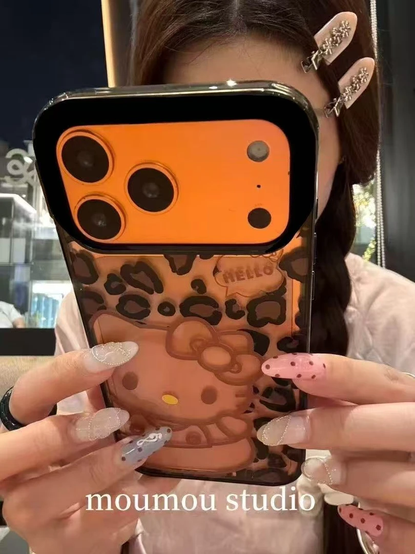 豹纹线条猫咪适用苹果17Promax手机壳iPhone16可爱15趣味14亚克力