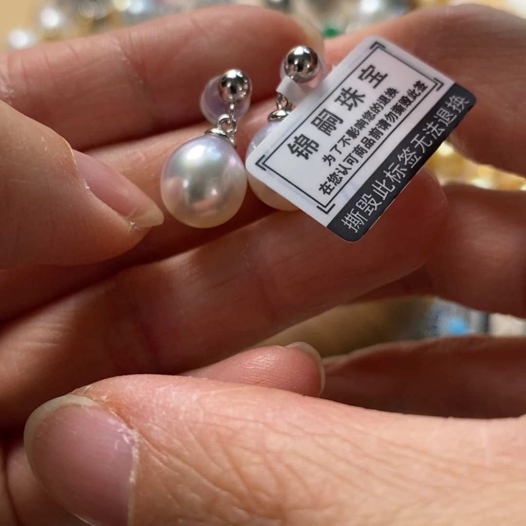 海水珍珠耳饰银S925镶嵌