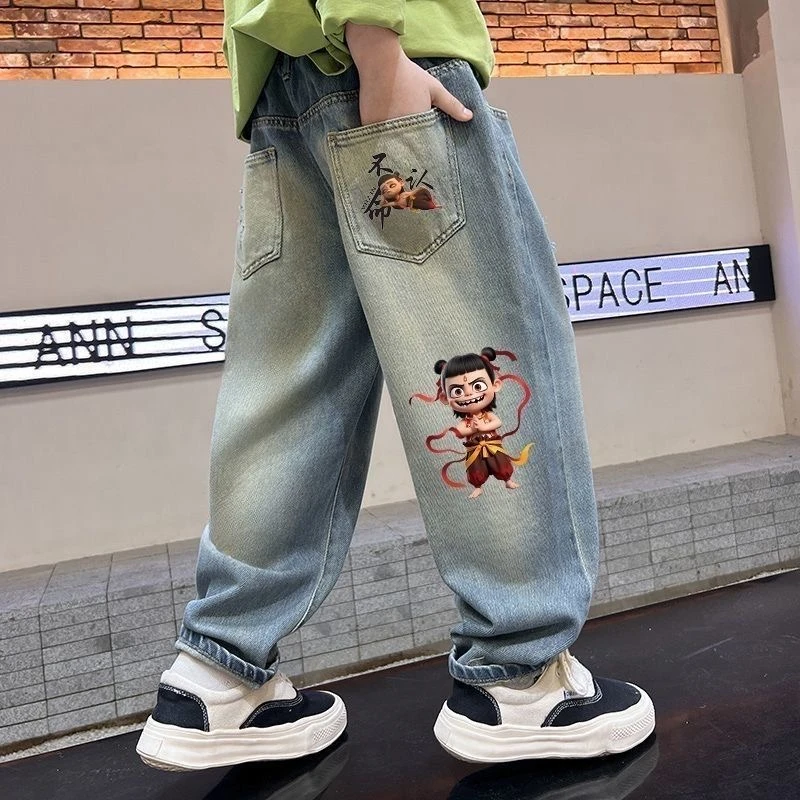 【春夏牛仔童裤】春秋单款浅色系牛仔单裤男童中大童休闲儿童牛仔裤