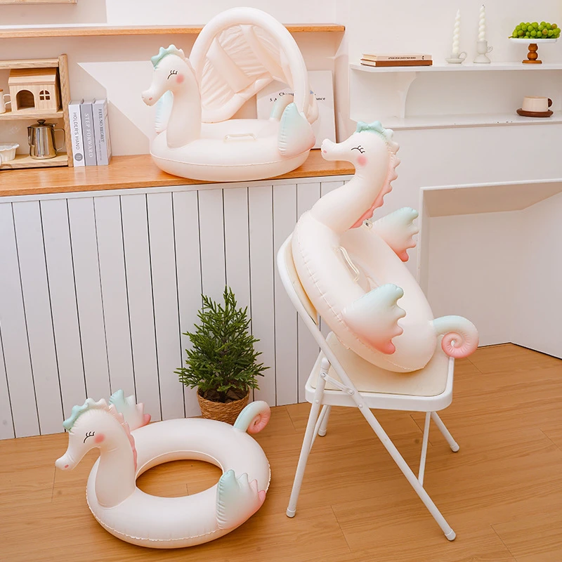 带蓬遮阳座艇天鹅游泳圈儿童3-6岁坐圈防侧翻男女宝宝小孩救生圈