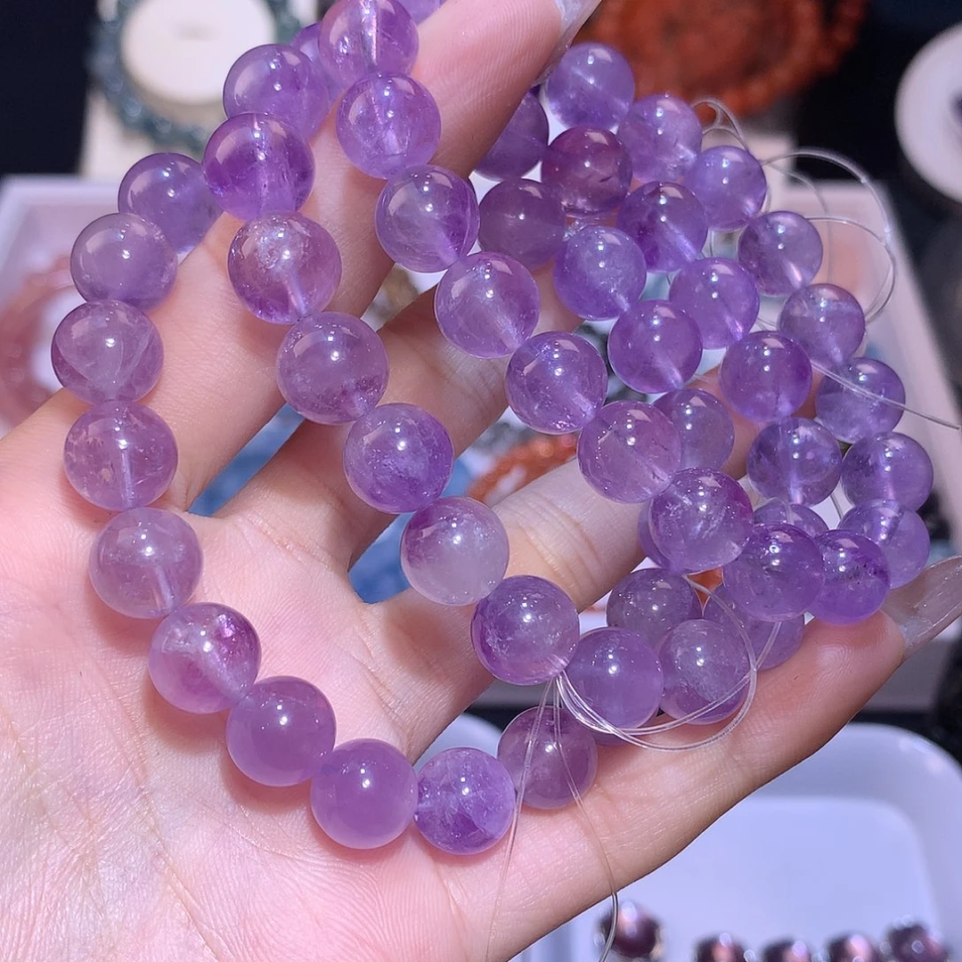 紫晶手串未镶嵌薰衣草紫水晶10mm