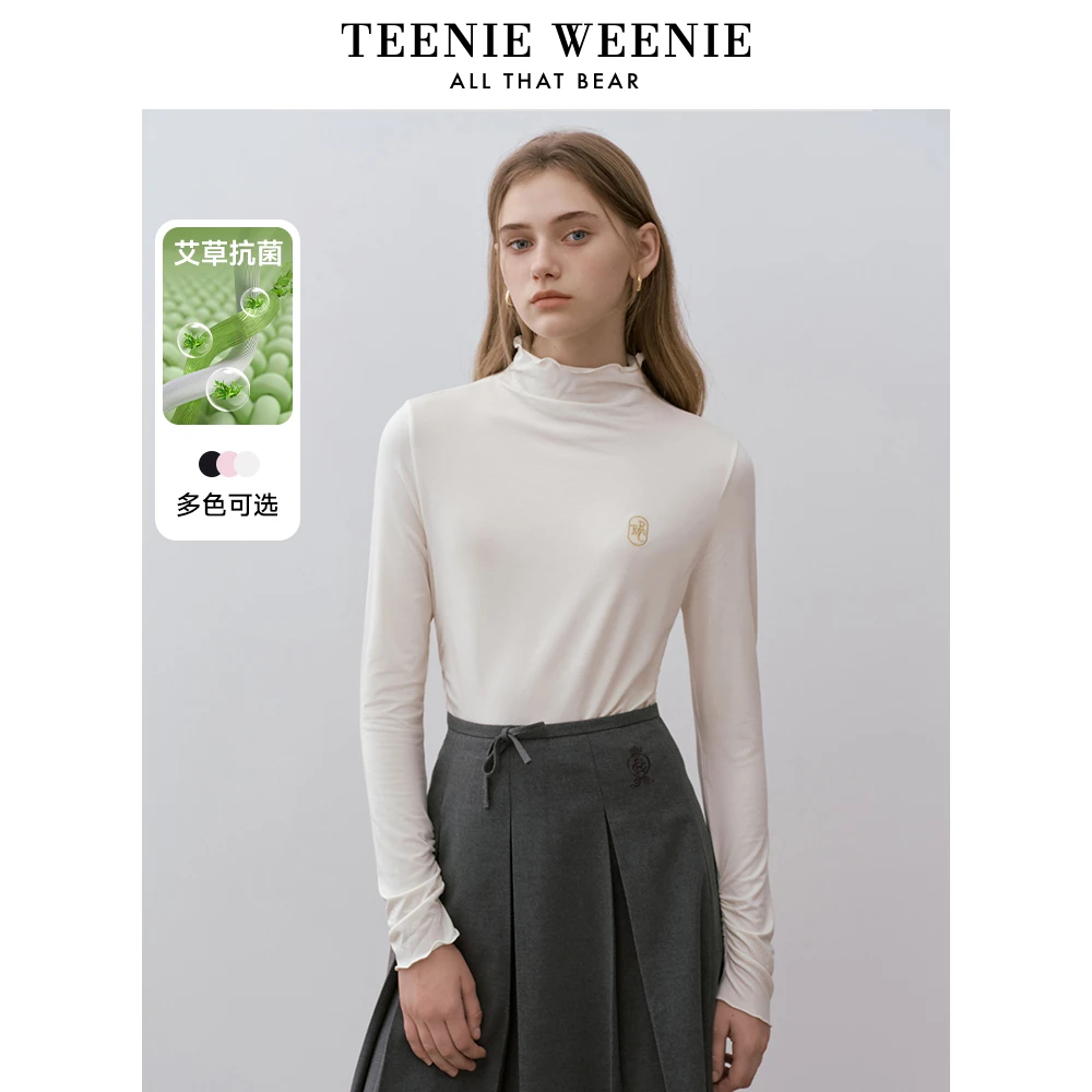 TeenieWeenie小熊女长袖T恤24波浪边半高领刺绣打底女TTLA248C25H